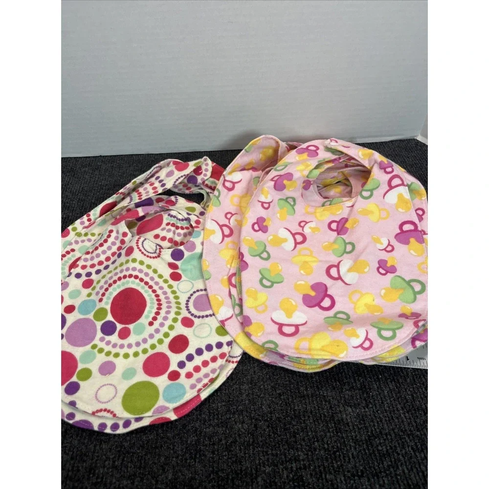 Baby Bib Lot Of 10 Girl Pink Pacifier Handmade NEW Nursery Baby Shower SOFT